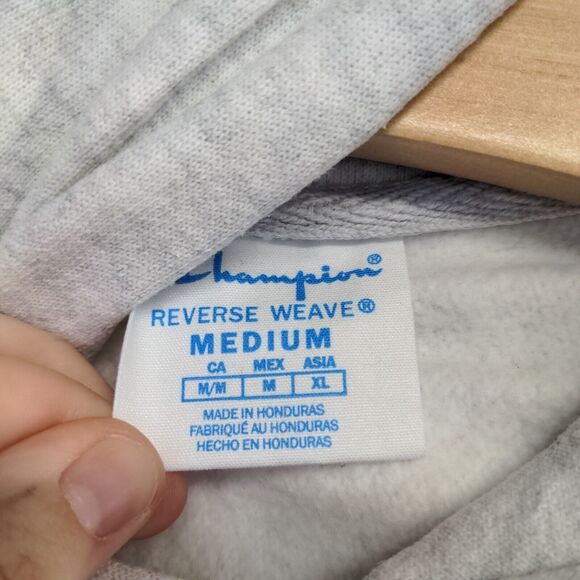 Champion Reverse Weave Men's Pullover Hoodie Gray Medium Libertas Big Logo - Picture 12 of 16